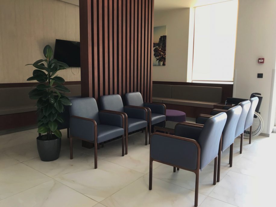 Small waiting area in Beverly Clinics furnished with the Cameo armchairs